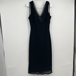 Womens Midi Black VTG Sleeveless Dress Y2K Fairygoth Gothic LBD Sexy